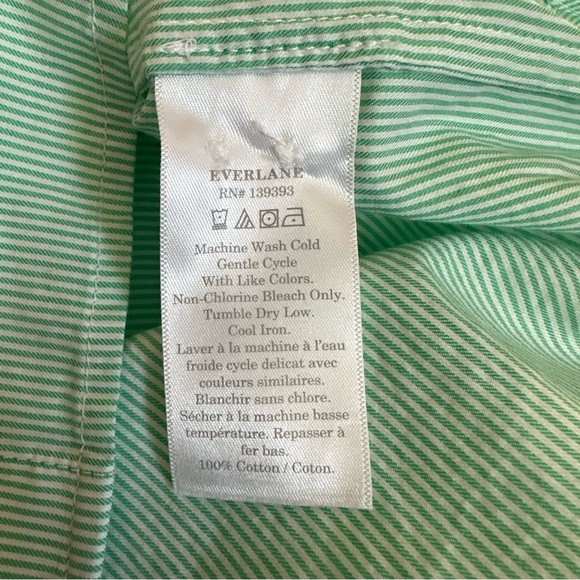 Everlane The Silky Cotton Relaxed Mint Green Striped Button Up Shirt Size 4 - Picture 14 of 14